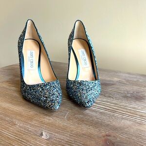 Jimmy Choo, electric blue crystal high heels. Size 39, NWT